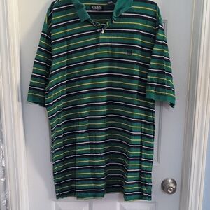 Chaps Men's Polo Shirt with Green and Yellow Stripes